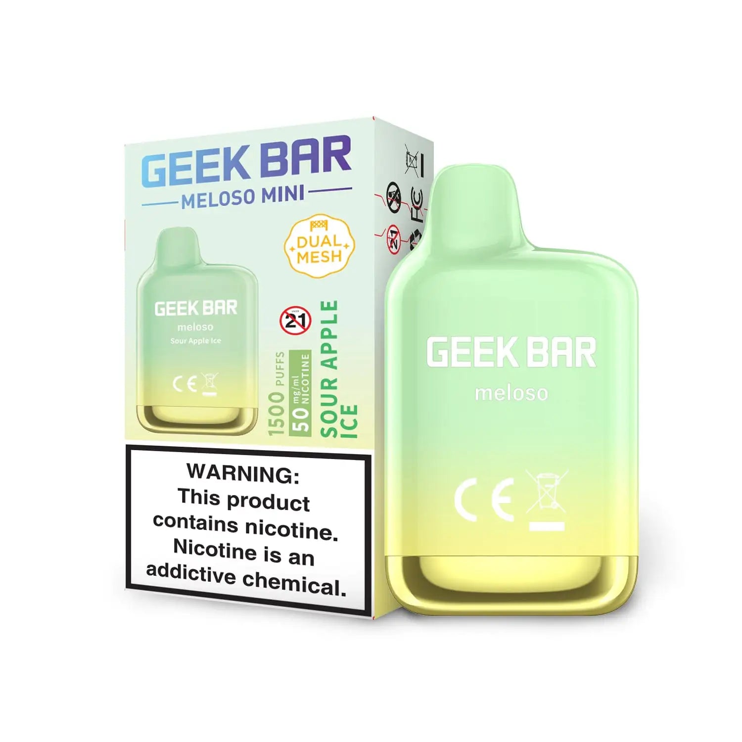Sour Apple Ice - Geek Bar Meloso Mini 1500 Disposable Vape JellyPuffs