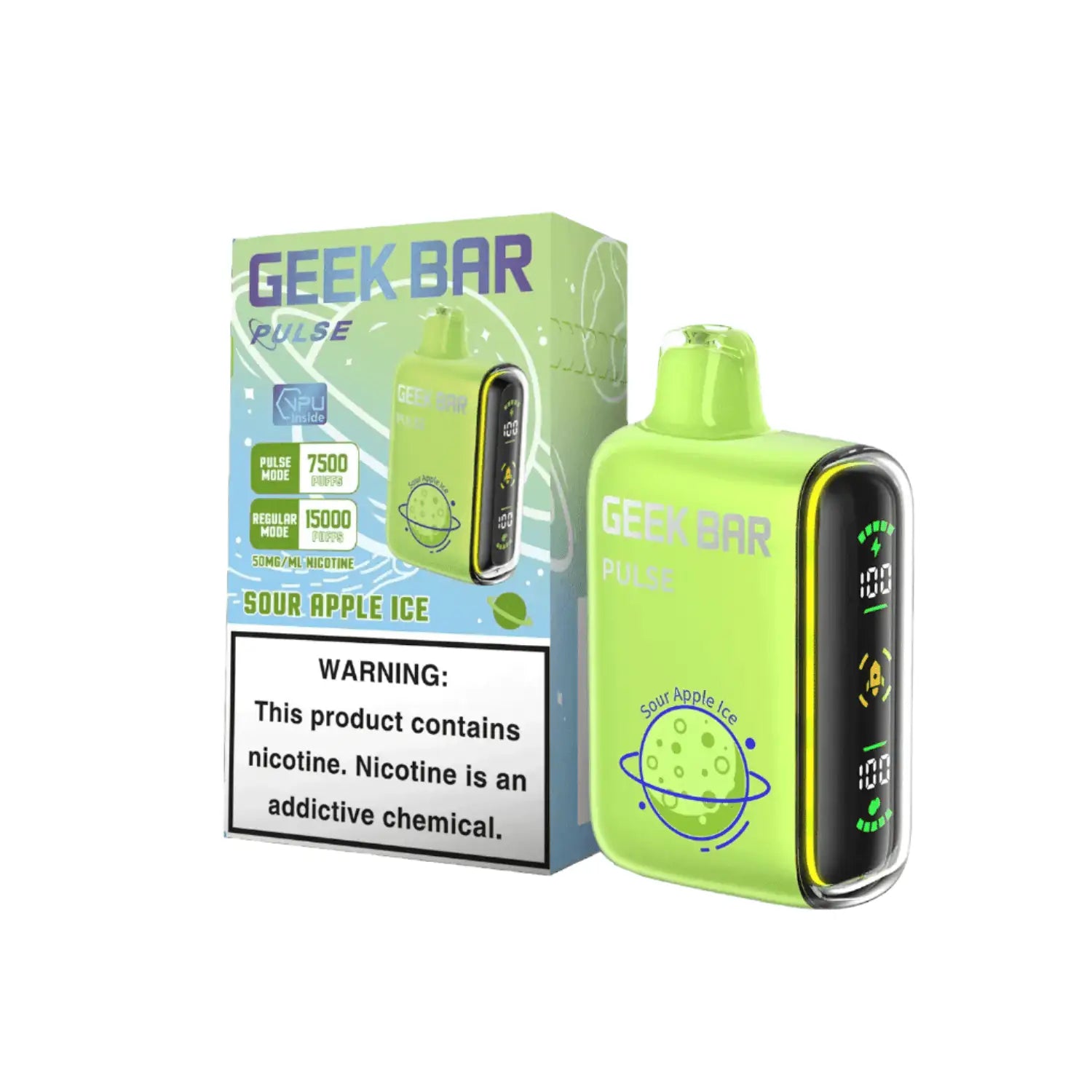 Sour Apple Ice - Geek Bar Pulse 15k Disposable Vape JellyPuffs
