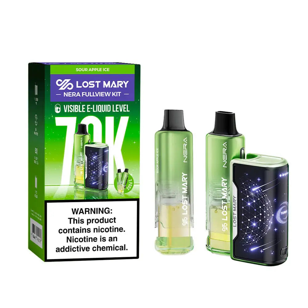 Sour Apple Ice - Lost Mary Nera Fullview 70k Disposable Vape Kit JellyPuffs