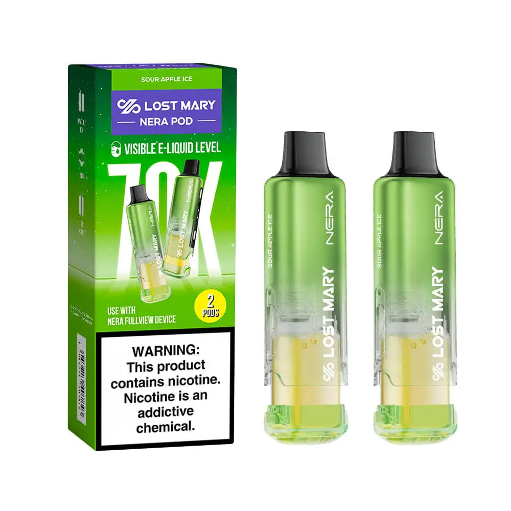 Sour Apple Ice - Lost Mary Nera Fullview 70k Disposable Vape Pod JellyPuffs