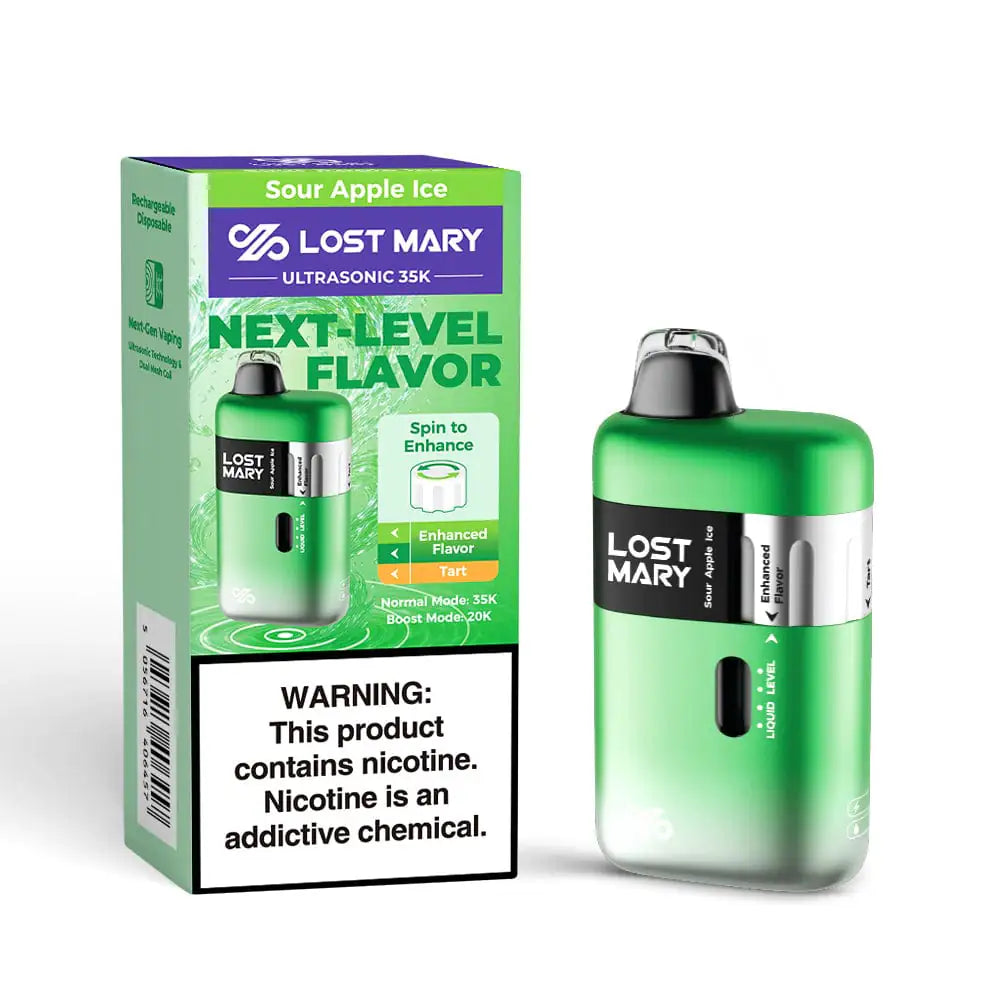 Sour Apple Ice - Lost Mary Ultrasonic 35k Disposable Vape JellyPuffs