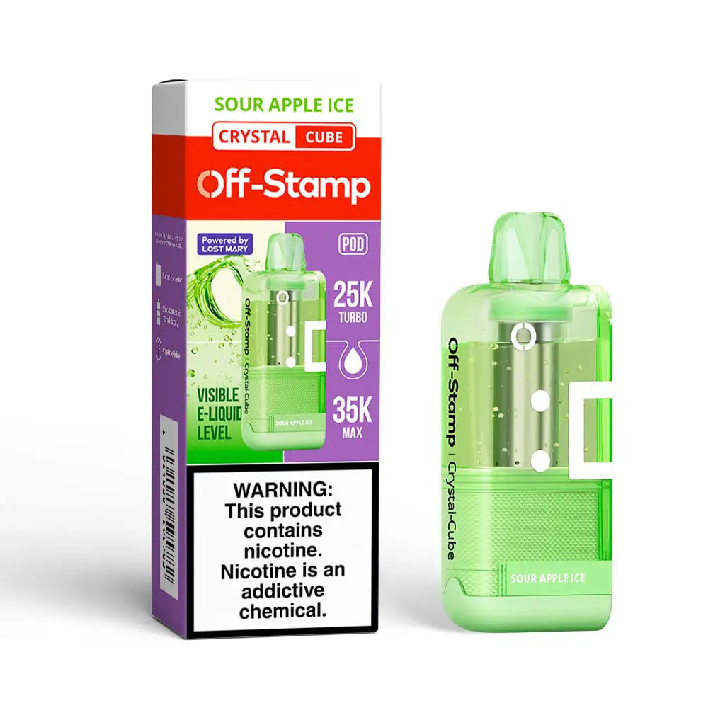 Sour Apple Ice - Off-Stamp Crystal Cube 35K Disposable Pod JellyPuffs