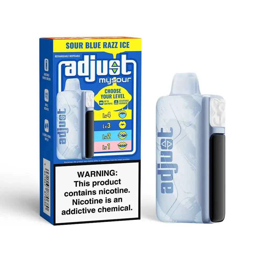 Sour Blue Razz Ice - Adjust MySour 40K Disposable Vape JellyPuffs