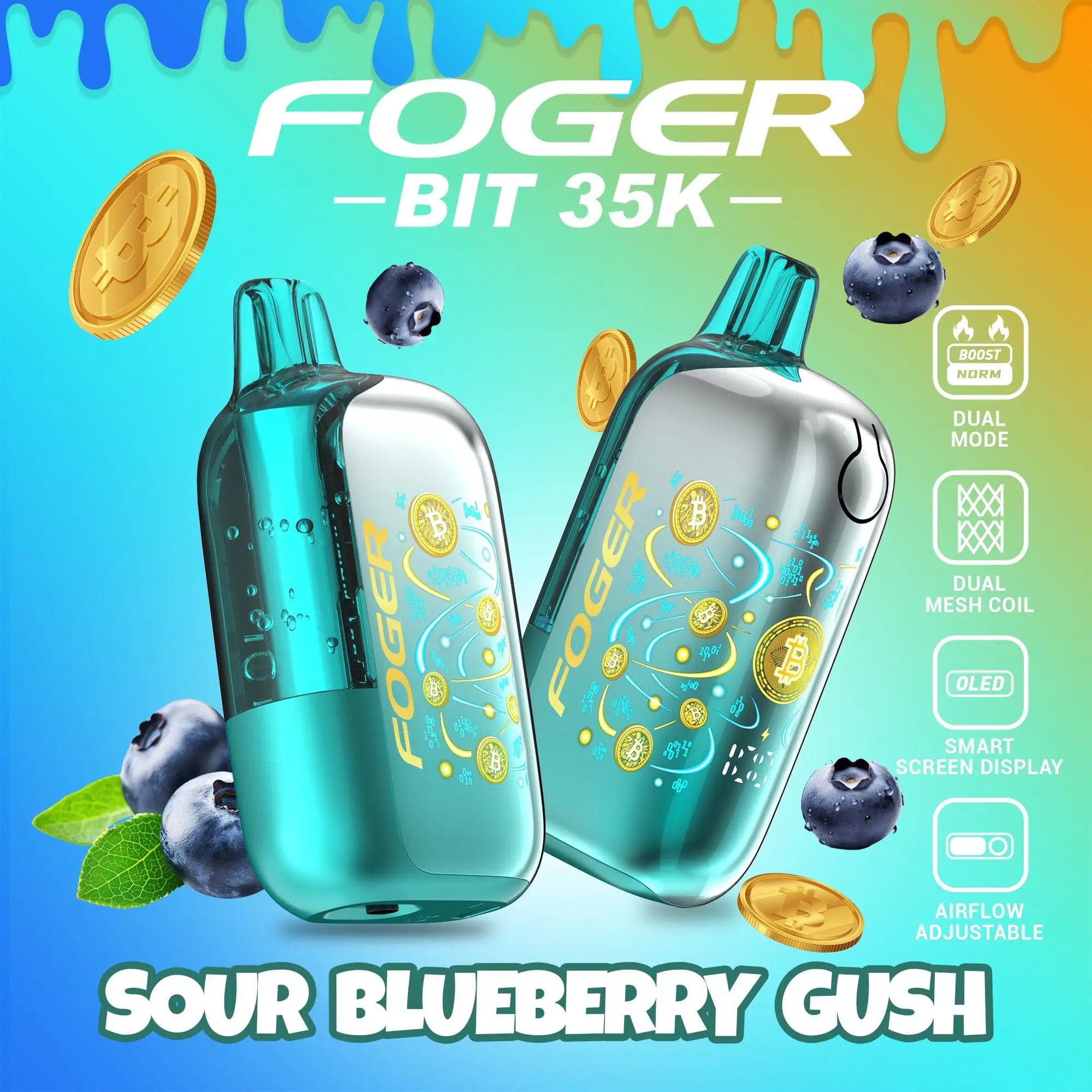 Sour Blueberry Gush - Foger Bit 35k Disposable Vape JellyPuffs