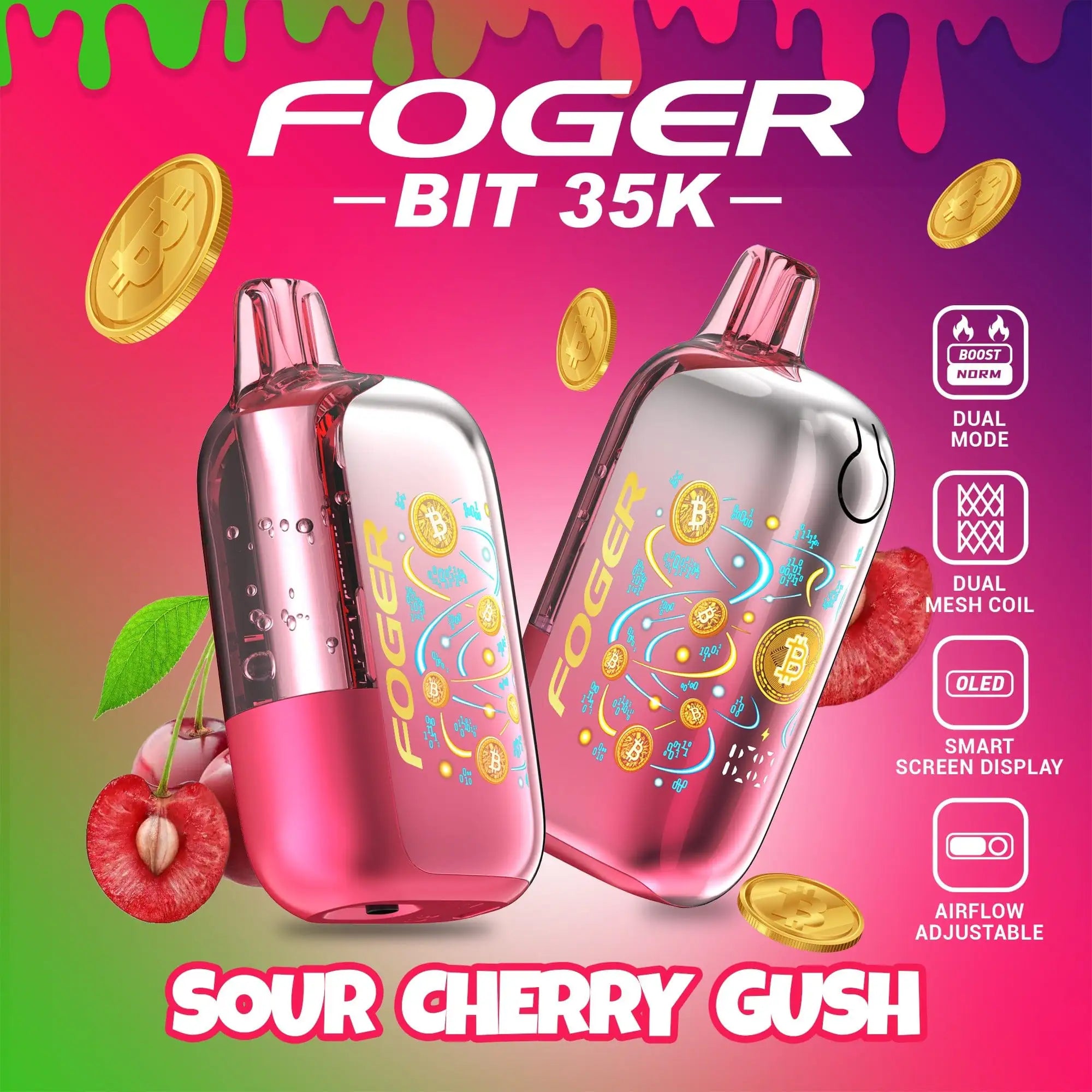 Sour Cherry Gush - Foger Bit 35k Disposable Vape JellyPuffs
