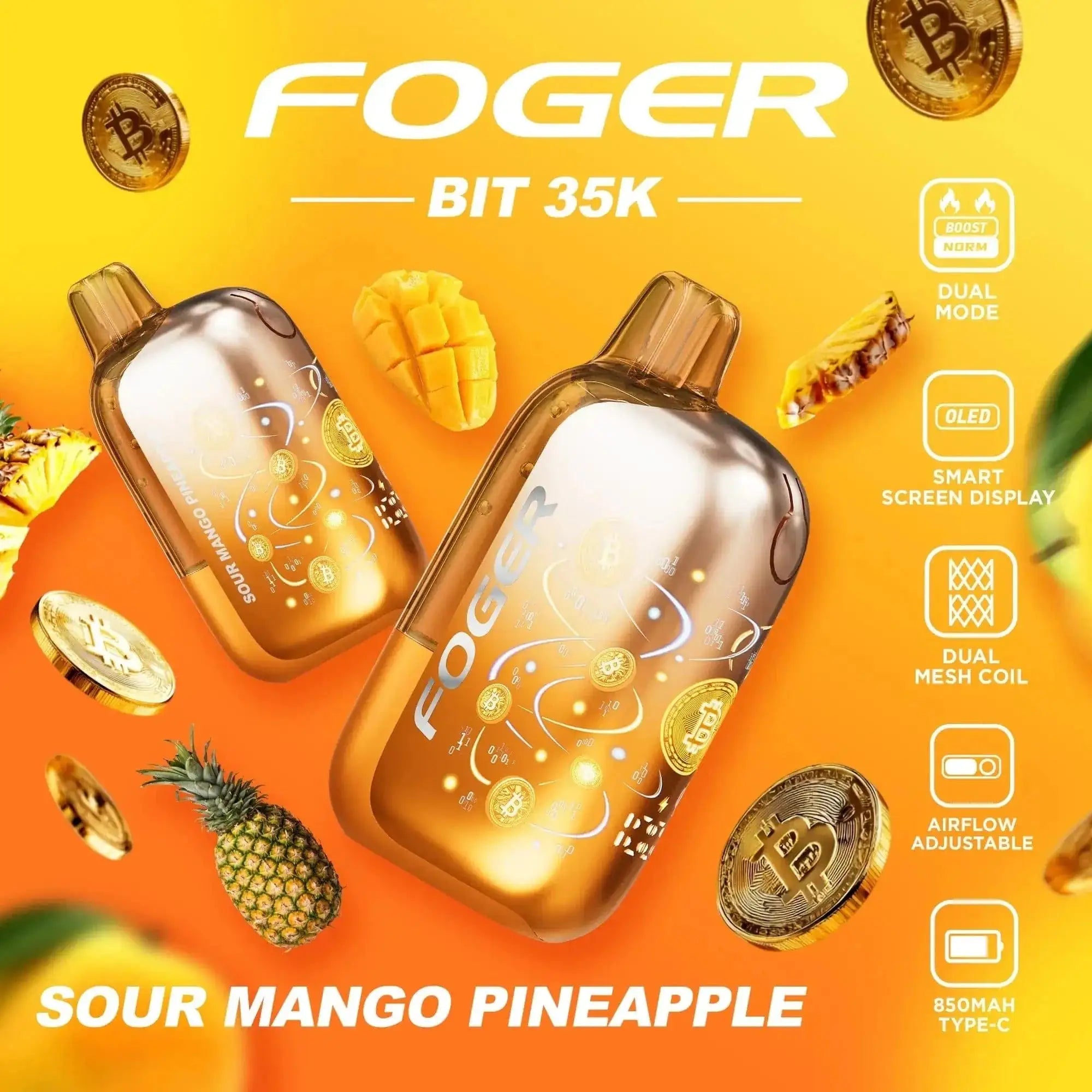 Sour Mango Pineapple - Foger Bit 35k Disposable Vape JellyPuffs