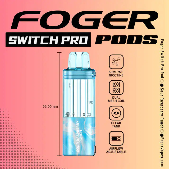 Sour Raspberry Punch - Foger Switch Pro 30K Disposable Pod JellyPuffs