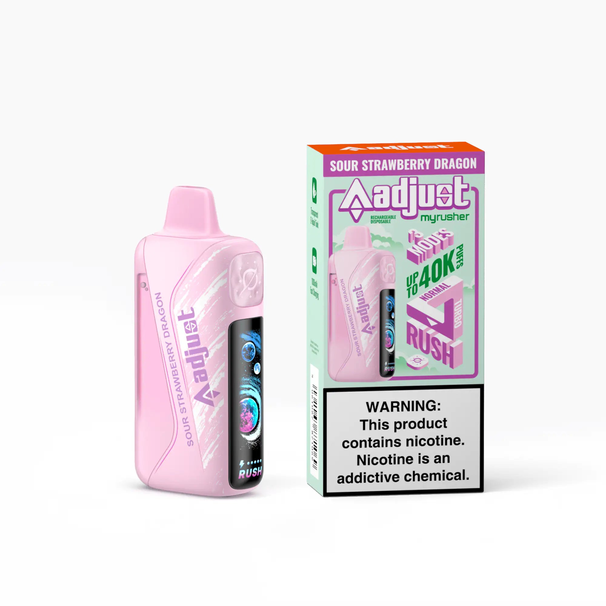 Sour Strawberry Dragon - Adjust Myrusher 40k Disposable Vape JellyPuffs