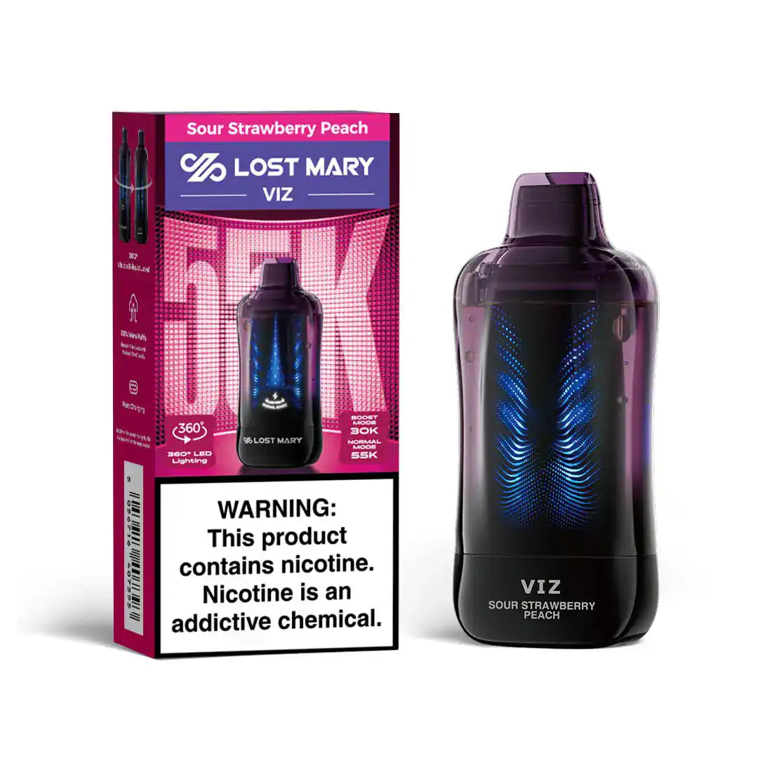 Sour Strawberry Peach - Lost Mary VIZ 55k Disposable Vape JellyPuffs