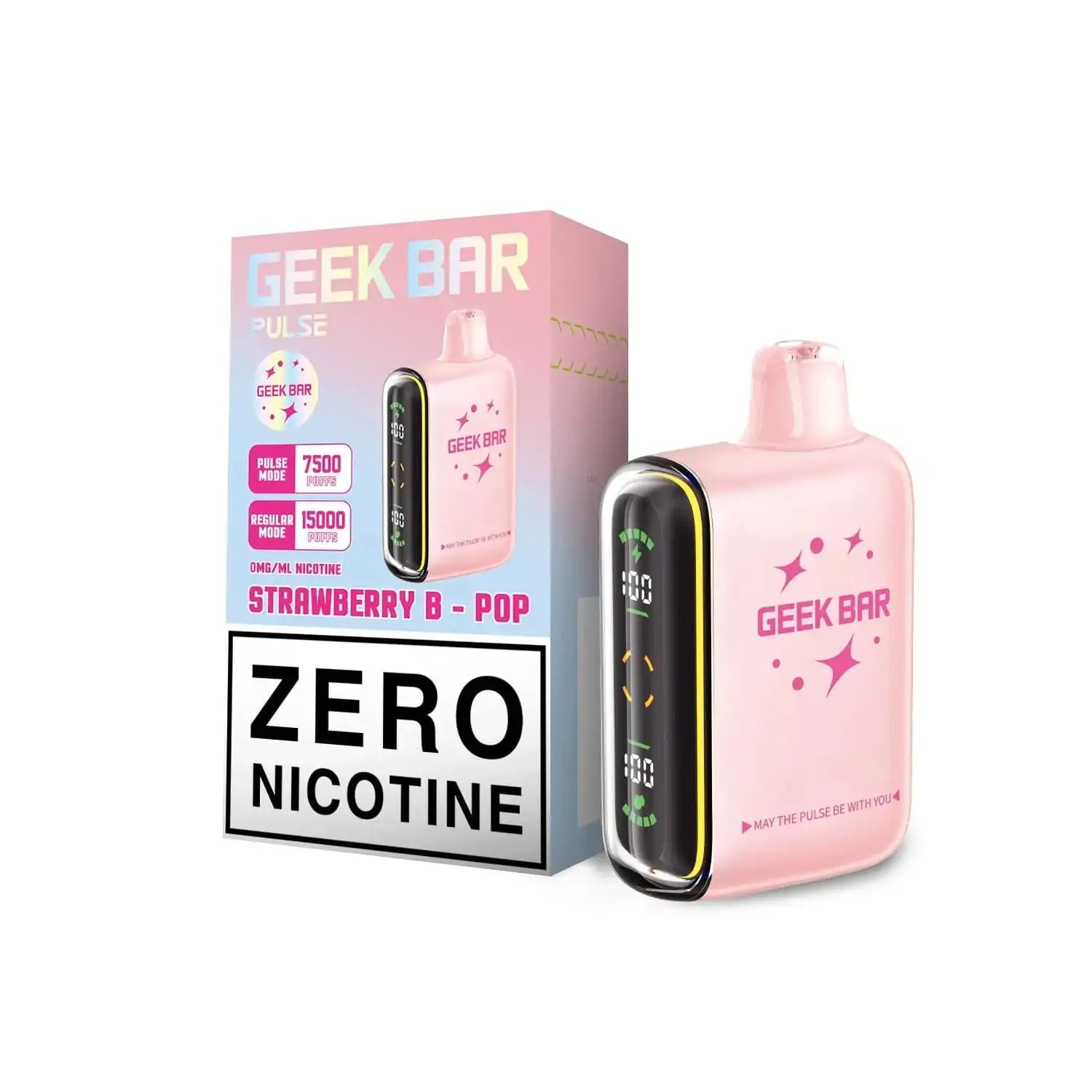 Strawberry B-Burst - Geek Bar Pulse 15k Zero Nicotine Disposable Vape JellyPuffs