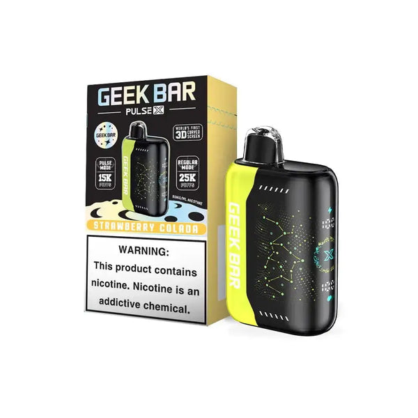geek vape bars Strawberry Colada Bar Pulse X 25K Disposable – JellyPuffs Resistance:1.2ohm B Coils Sour Mango Pineapple Geek Tart Green Apple Flavor