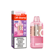 Strawberry Cupcake Off-Stamp Crystal Cube 35K disposable pod — ripe strawberry over warm cupcake sponge and vanilla frosting, 35,000 puffs, 18mL, no ice