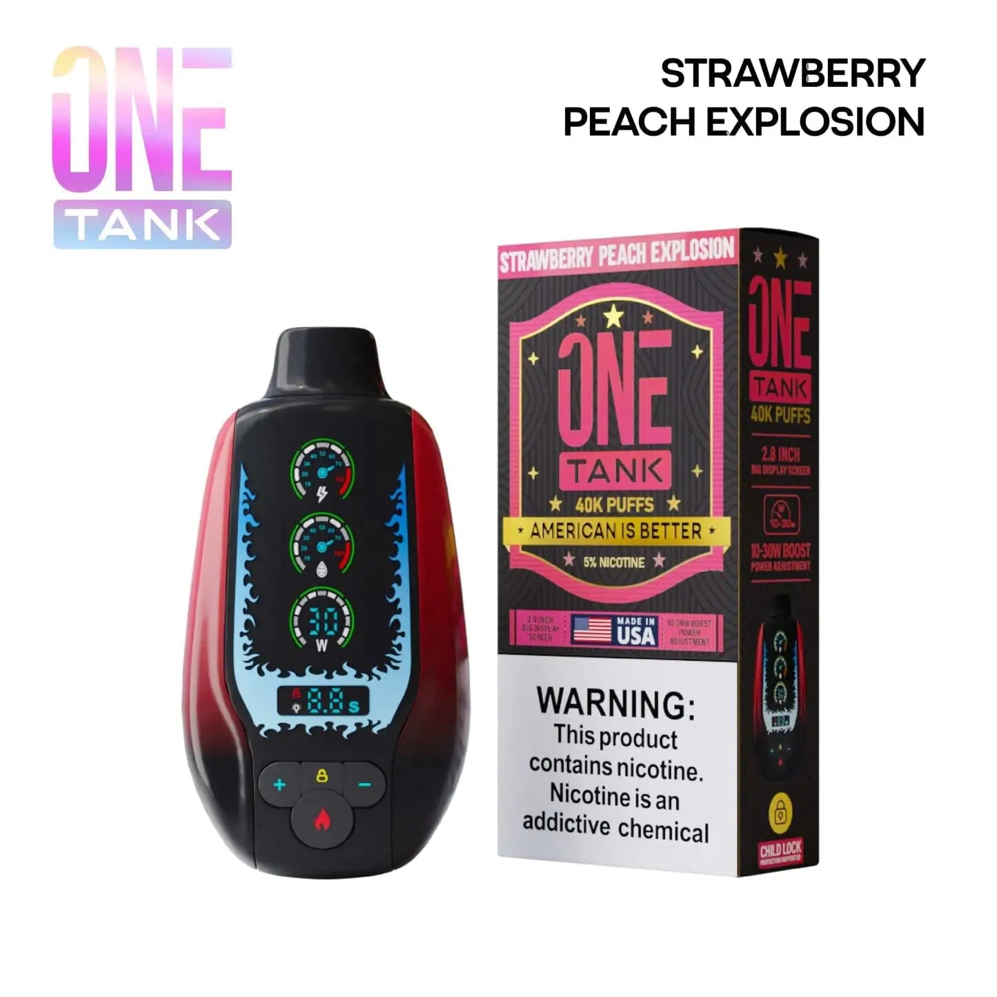 Strawberry Peach Explosion - One Tank 40k Disposable Vape JellyPuffs