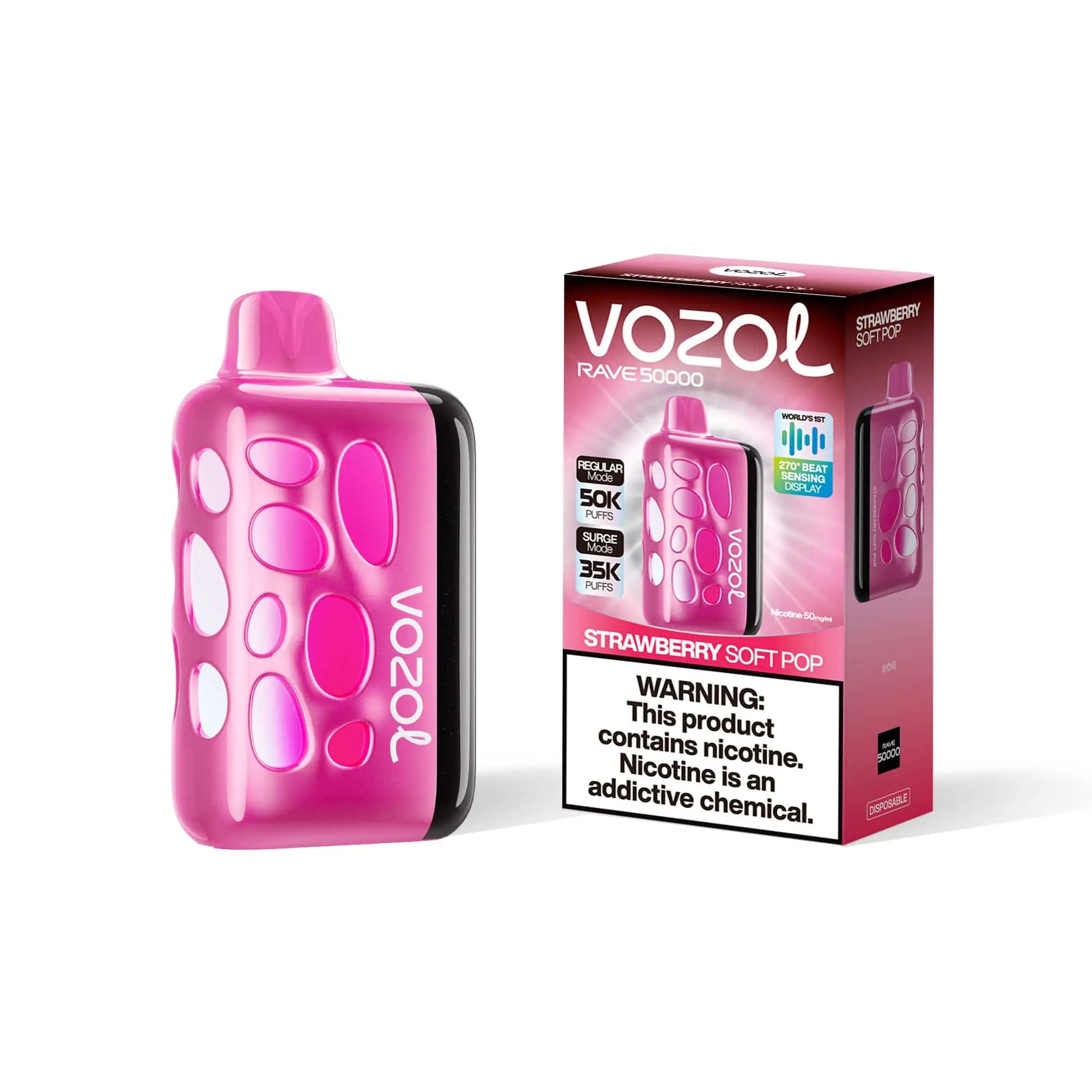 Strawberry Soft Pop – VOZOL Rave 50000 Disposable
