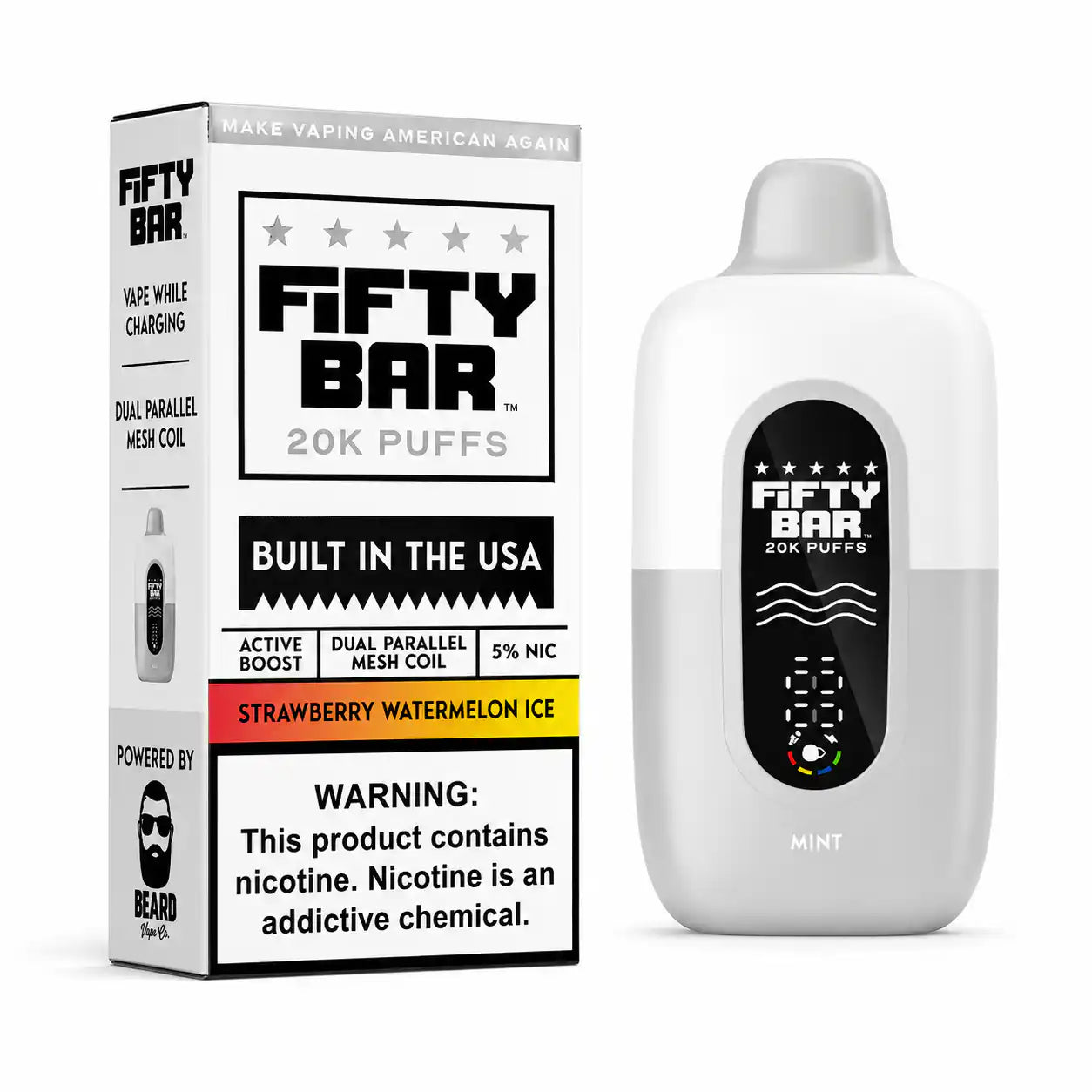 Strawberry Watermelon Ice - Fifty Bar 20K Disposable Vape JellyPuffs