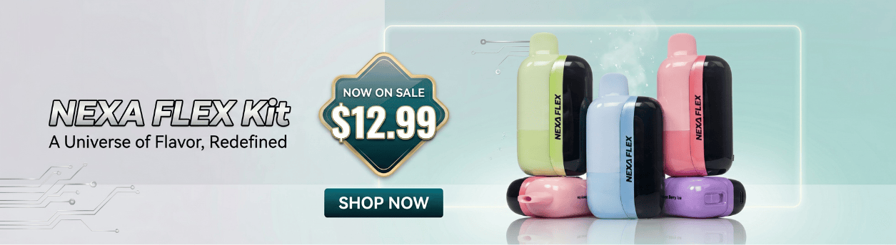 Nexa Flex Kit with colorful bottles on a light blue background, featuring a sale banner.