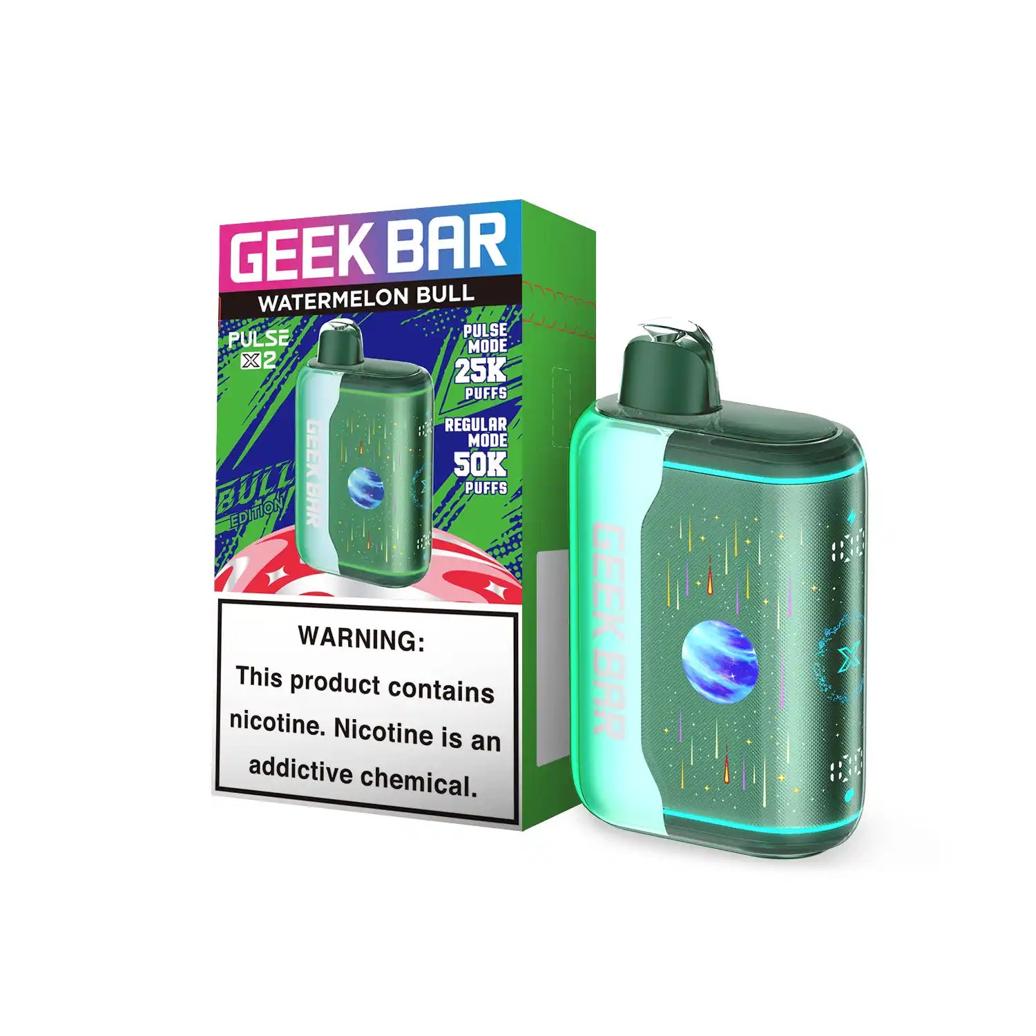Watermelon Bull - Geek Bar Pulse X 2 50k Disposable Vape JellyPuffs