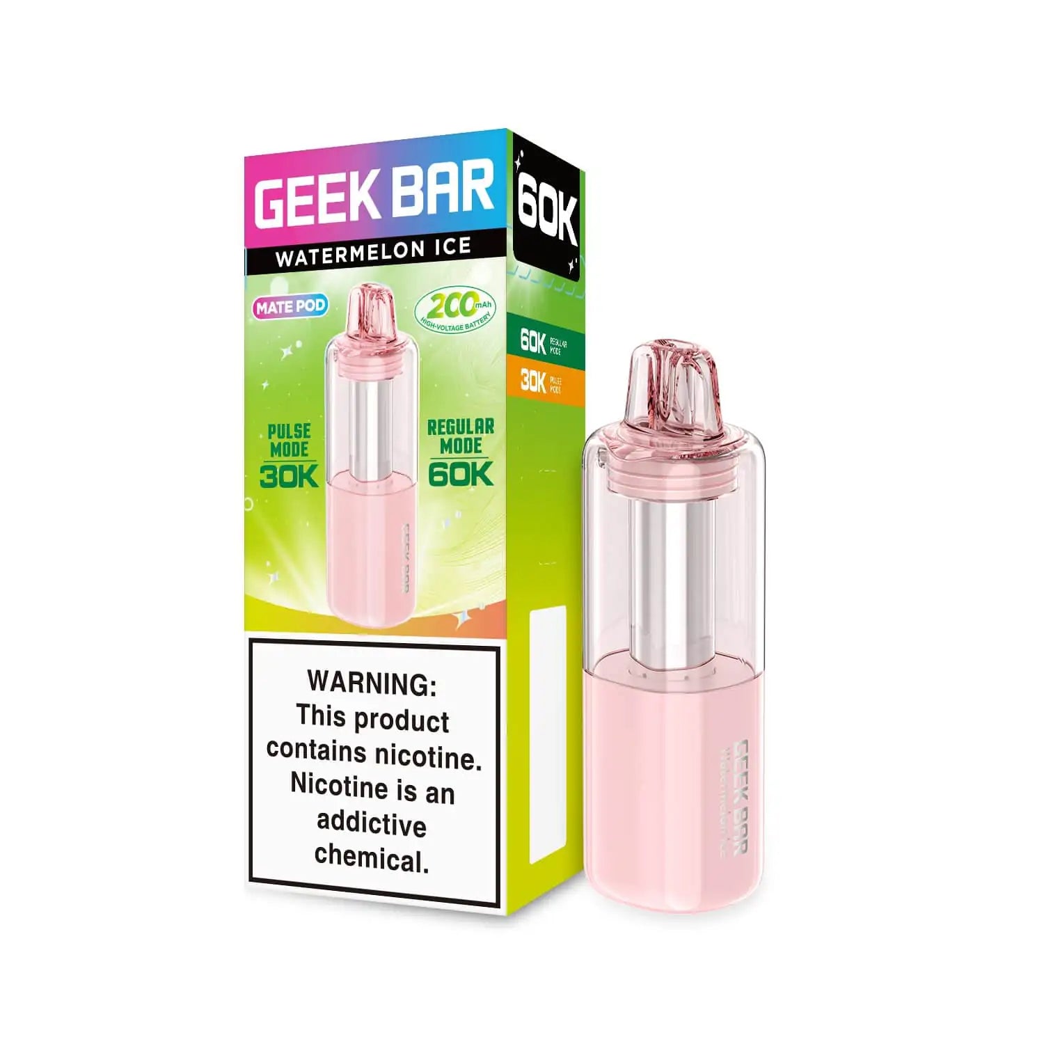 Watermelon Ice - Geek Bar Mate 60k Disposable Vape Pod JellyPuffs