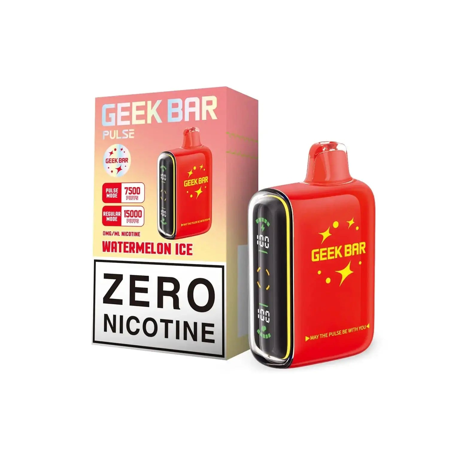 Watermelon Ice - Geek Bar Pulse 15k Zero Nicotine Disposable Vape JellyPuffs