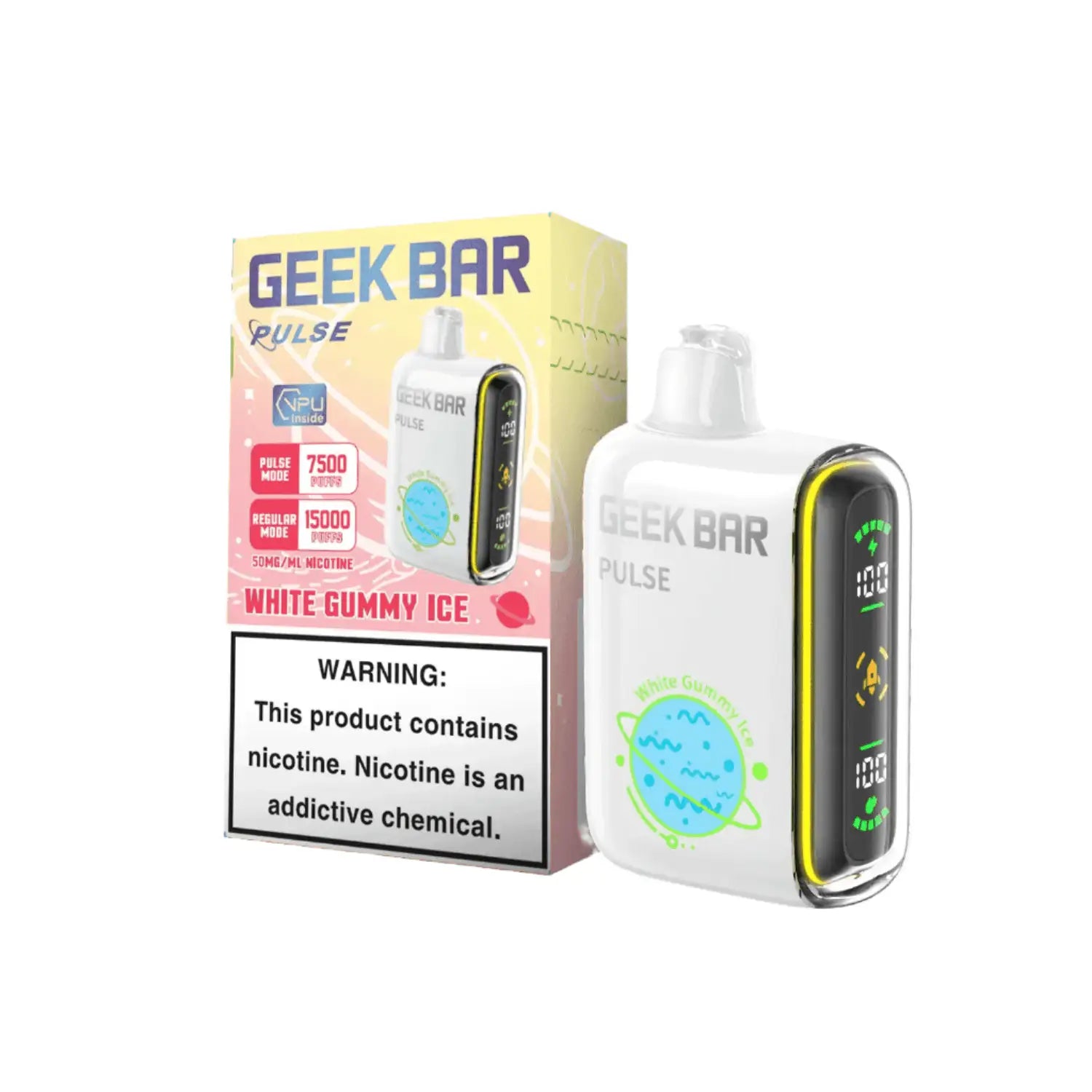 White Gummy Ice - Geek Bar Pulse 15k Disposable Vape JellyPuffs