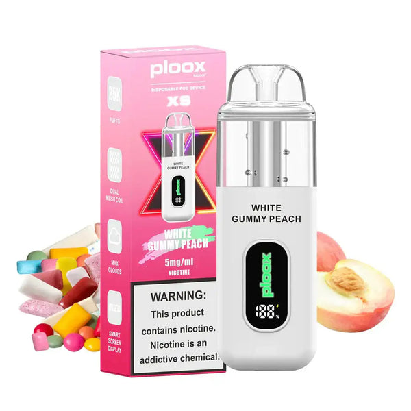 what is white gummy vape flavor Peach Ploox XS 25k Disposable E-Hookah 0.5% – JellyPuffs searchfilter_EasyPak Select Flavor ::Lemon Cola Vapes Bars Angel 20K