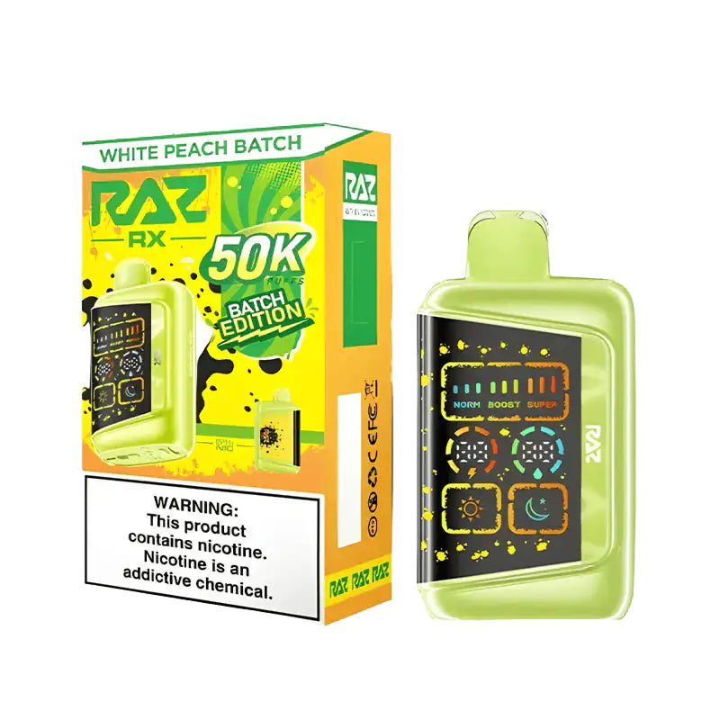 White Peach Batch - RAZ RX 50K Batch Edition Disposable Vape JellyPuffs