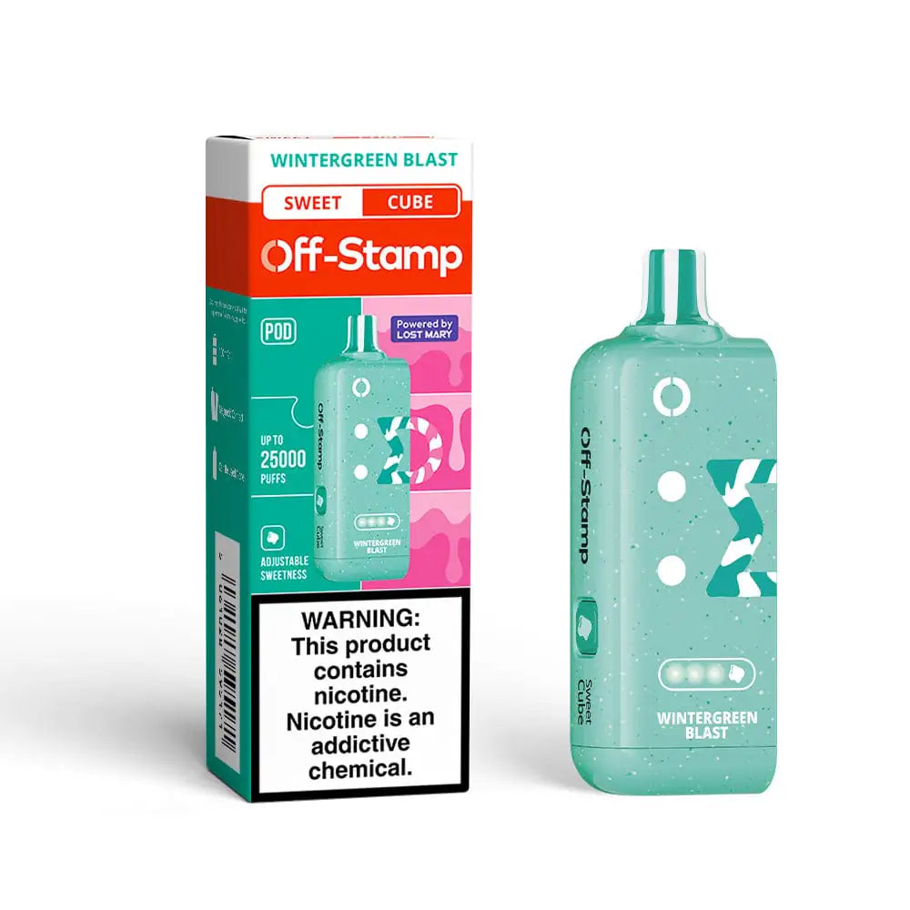 Wintergreen Blast - Off-Stamp Sweet Cube 25K Disposable Pod JellyPuffs