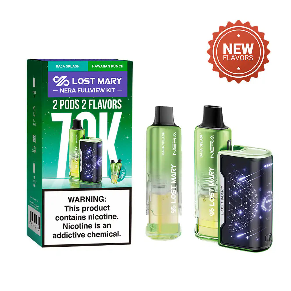 Baja Splash & Hawaiian Punch Lost Mary Nera Fullview 70K disposable vape kit, light ice, 70,000 puffs, 5% nicotine