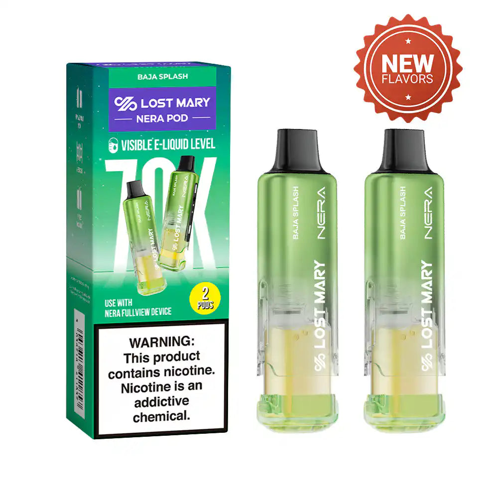 Baja Splash Lost Mary Nera Fullview 70K disposable vape pod, iced, up to 70,000 puffs, 5% (50mg) nicotine