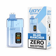 Blue Rancher iJoy XP50000 Zero Nicotine Disposable Vape - 50,000 puffs, 20mL, 0mg nicotine, blue raspberry hard candy flavor, no ice or menthol - JellyPuffs