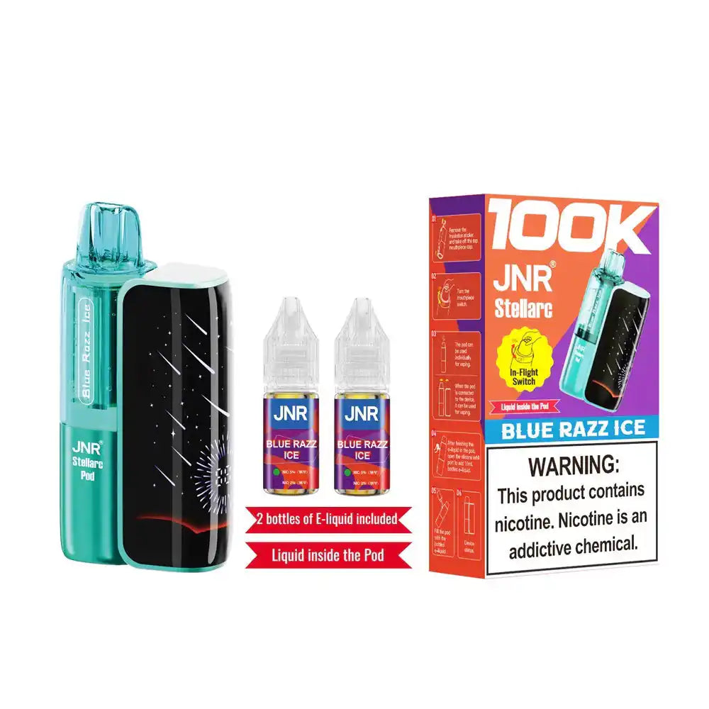 Blue Razz Ice JNR Stellarc 100K disposable vape kit, iced, up to 100,000 puffs, 5% (50mg) salt nicotine