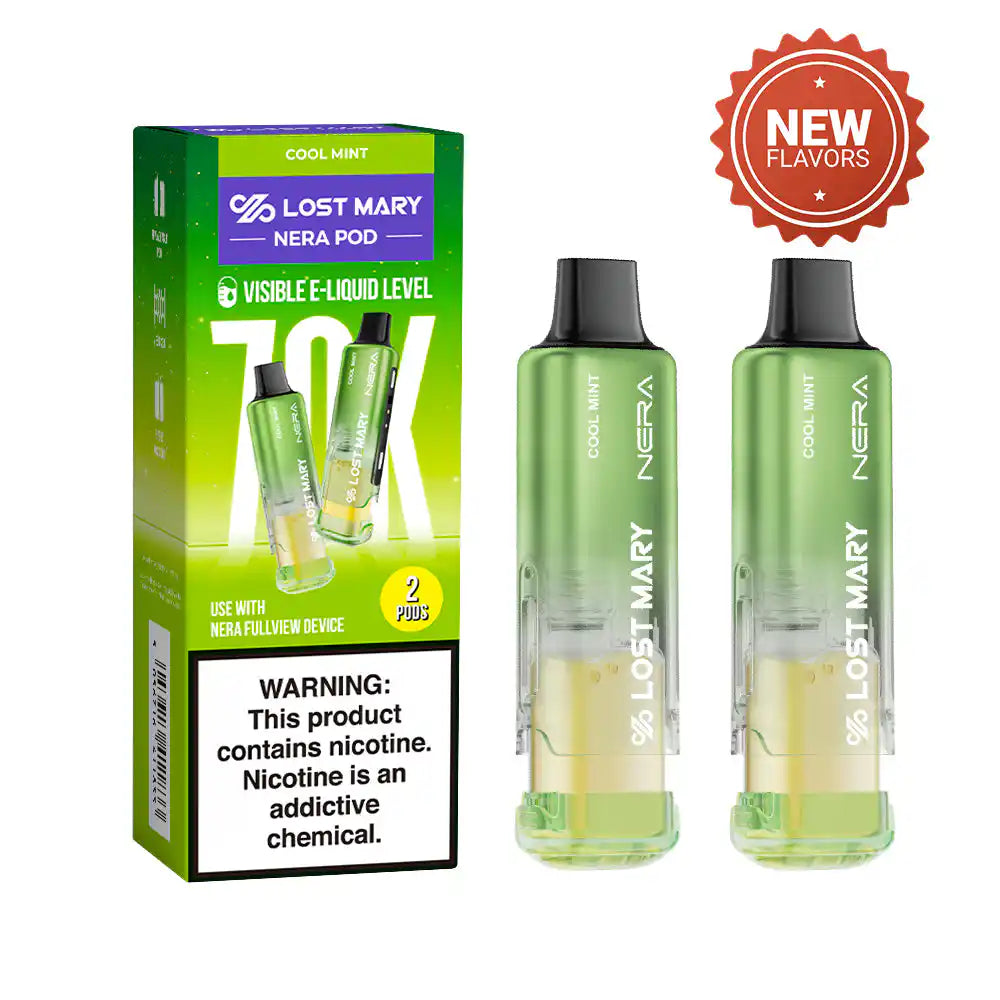 Cool Mint Lost Mary Nera Fullview 70K disposable vape pod, iced, up to 70,000 puffs, 5% (50mg) nicotine