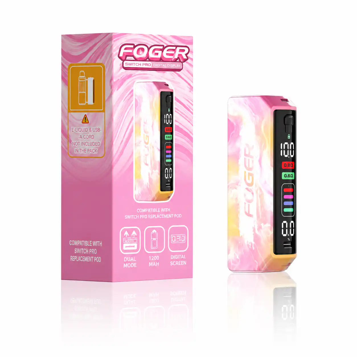 Pink Foger Switch Pro Charging Device – 1200mAh rechargeable battery with Type-C fast charging | JellyPuffs