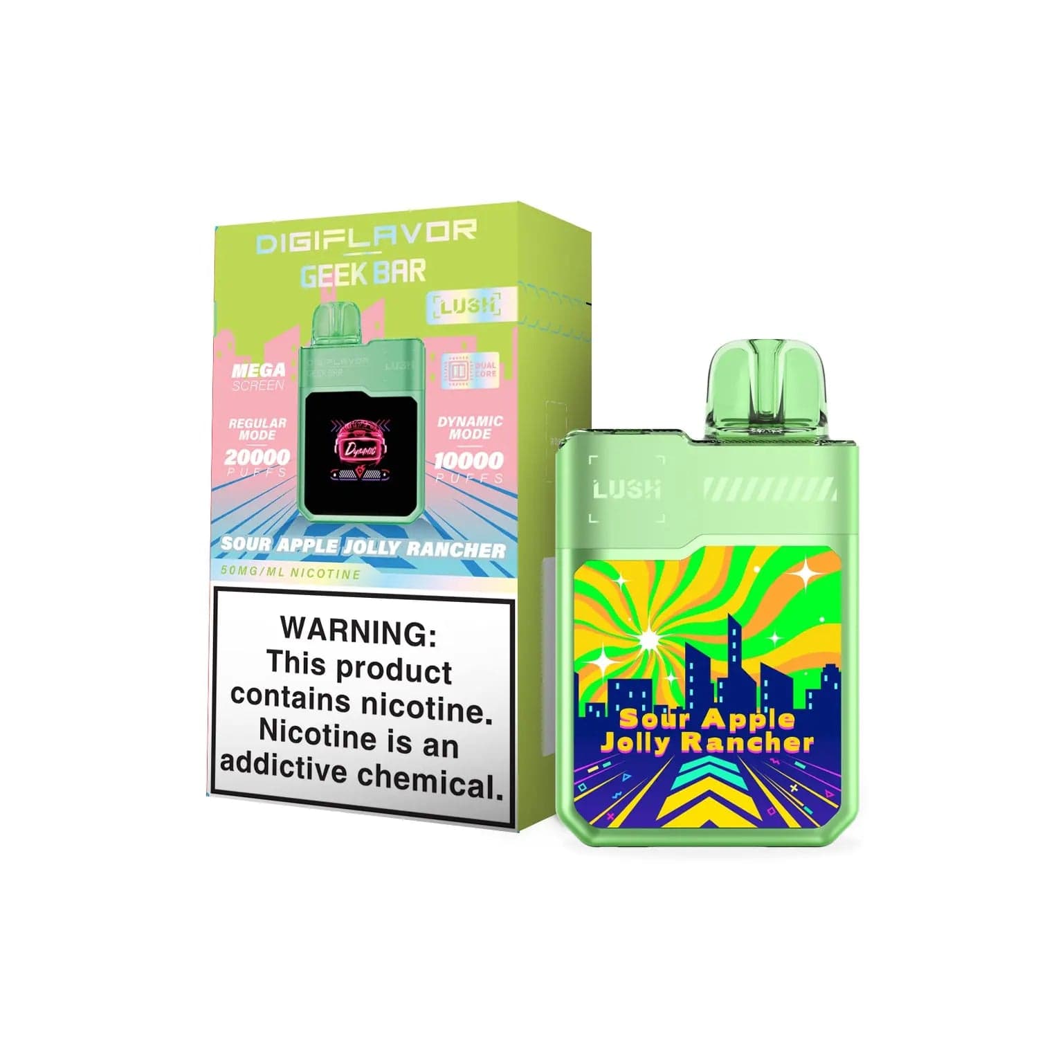 Geek Bar Digiflavor Lush 20k Disposable Vape Sour Apple Jolly Rancher
