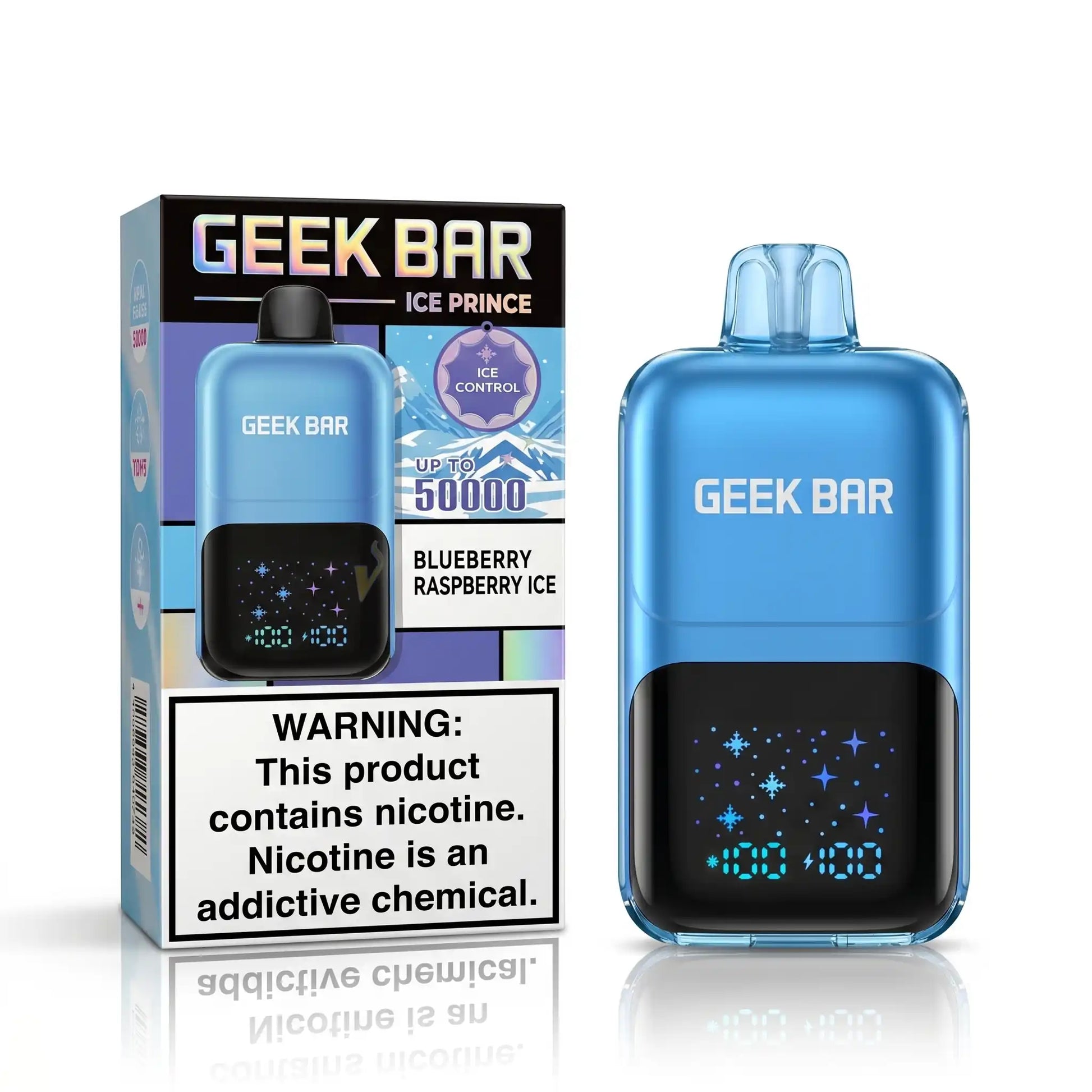 Blueberry Raspberry Ice Geek Bar Ice Prince 50K disposable vape – 50,000 puffs, iced with 3-level cooling