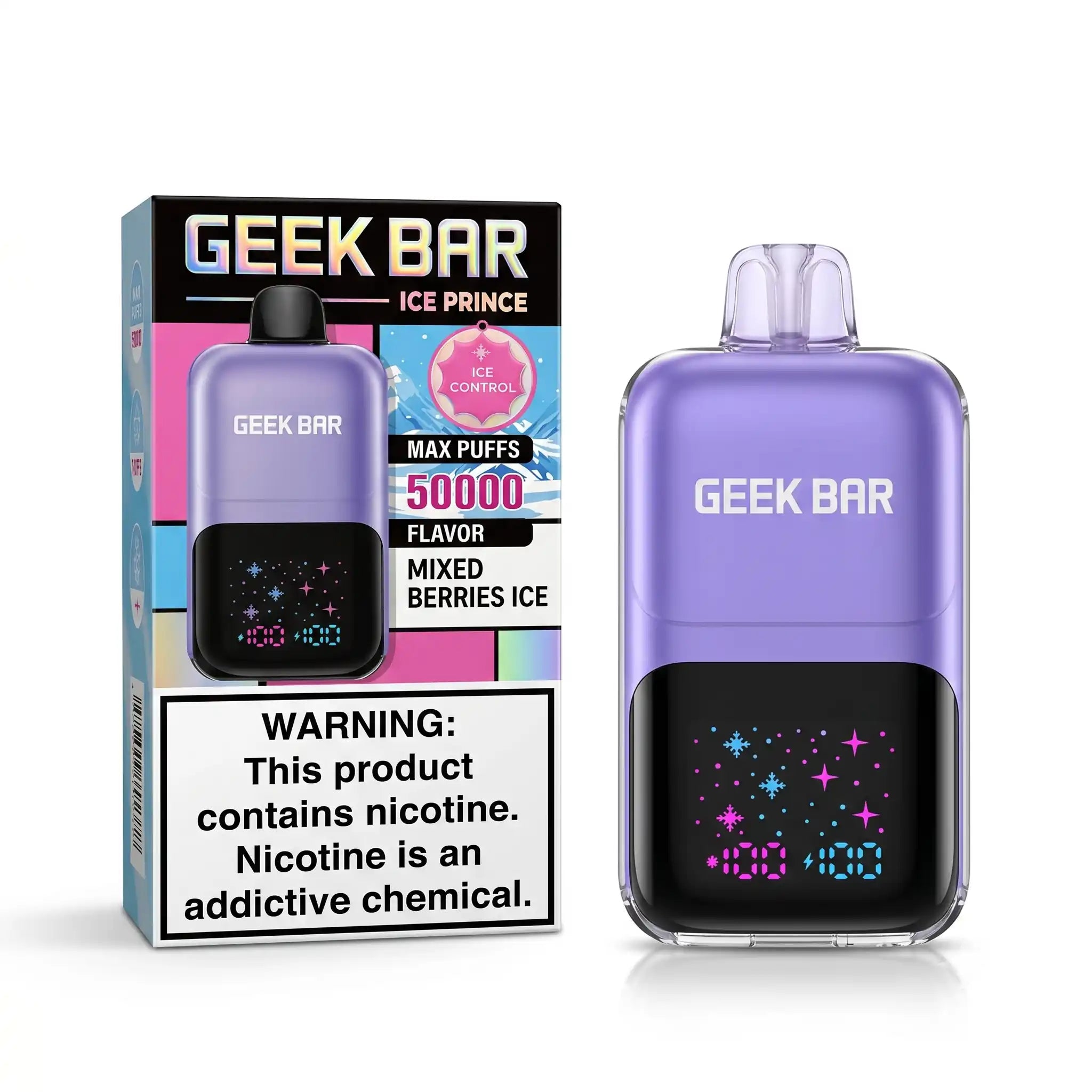 Mixed Berries Ice Geek Bar Ice Prince 50K disposable vape – 50,000 puffs, iced with 3-level cooling