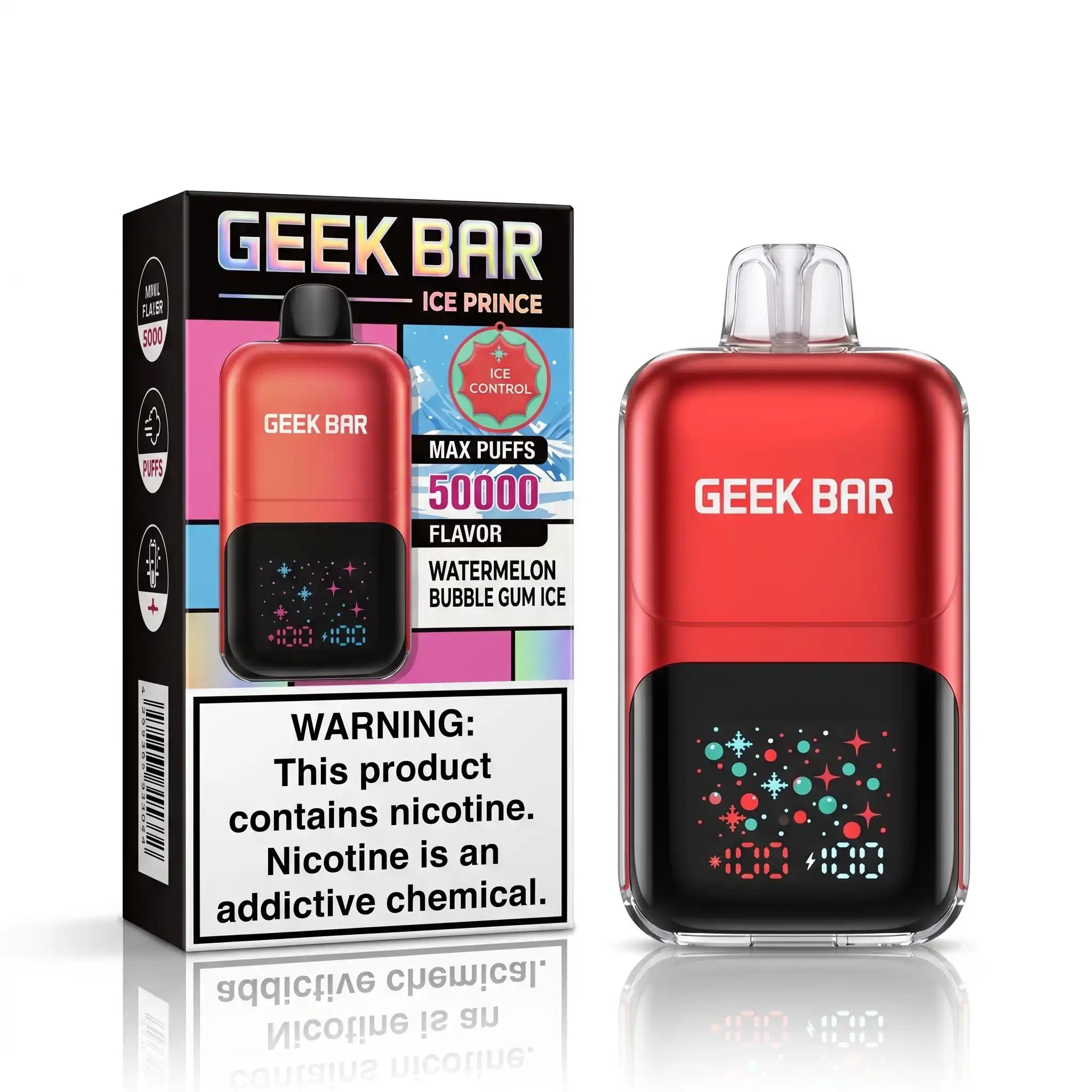 Watermelon Bubblegum Ice Geek Bar Ice Prince 50K disposable vape – 50,000 puffs, iced with 3-level cooling
