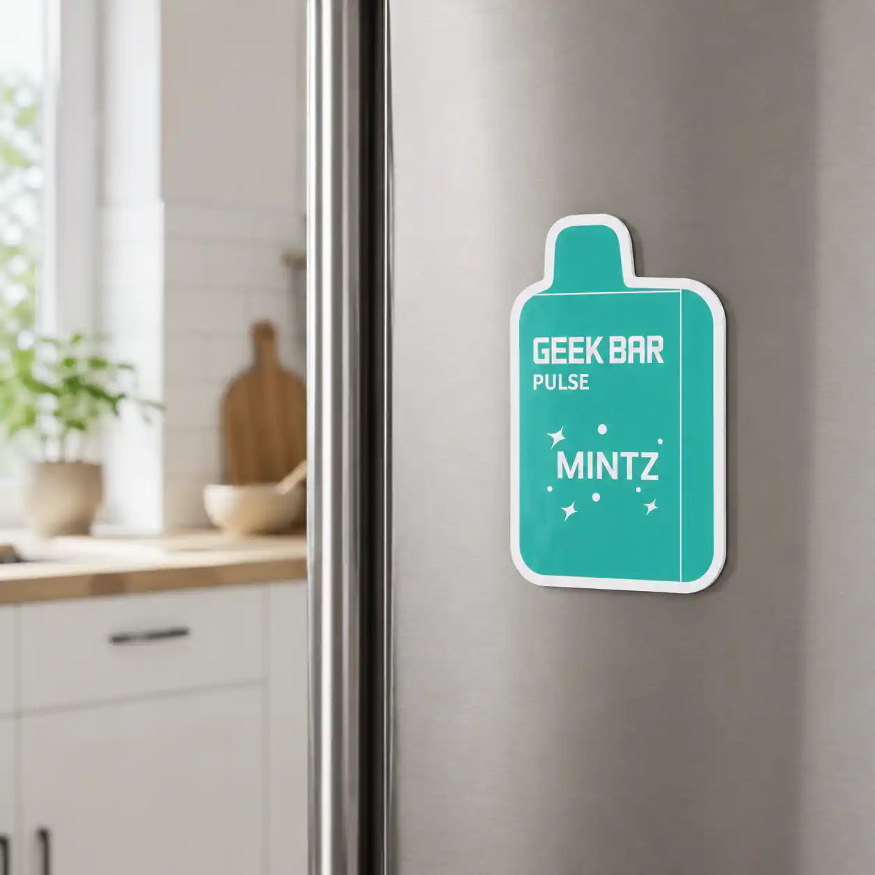 Geek Bar Mintz fridge magnet, JellyPuffs novelty collectible — alternate view