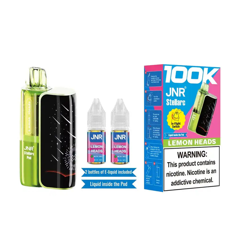 Lemon Heads JNR Stellarc 100K disposable vape kit, no ice, up to 100,000 puffs, 5% (50mg) salt nicotine