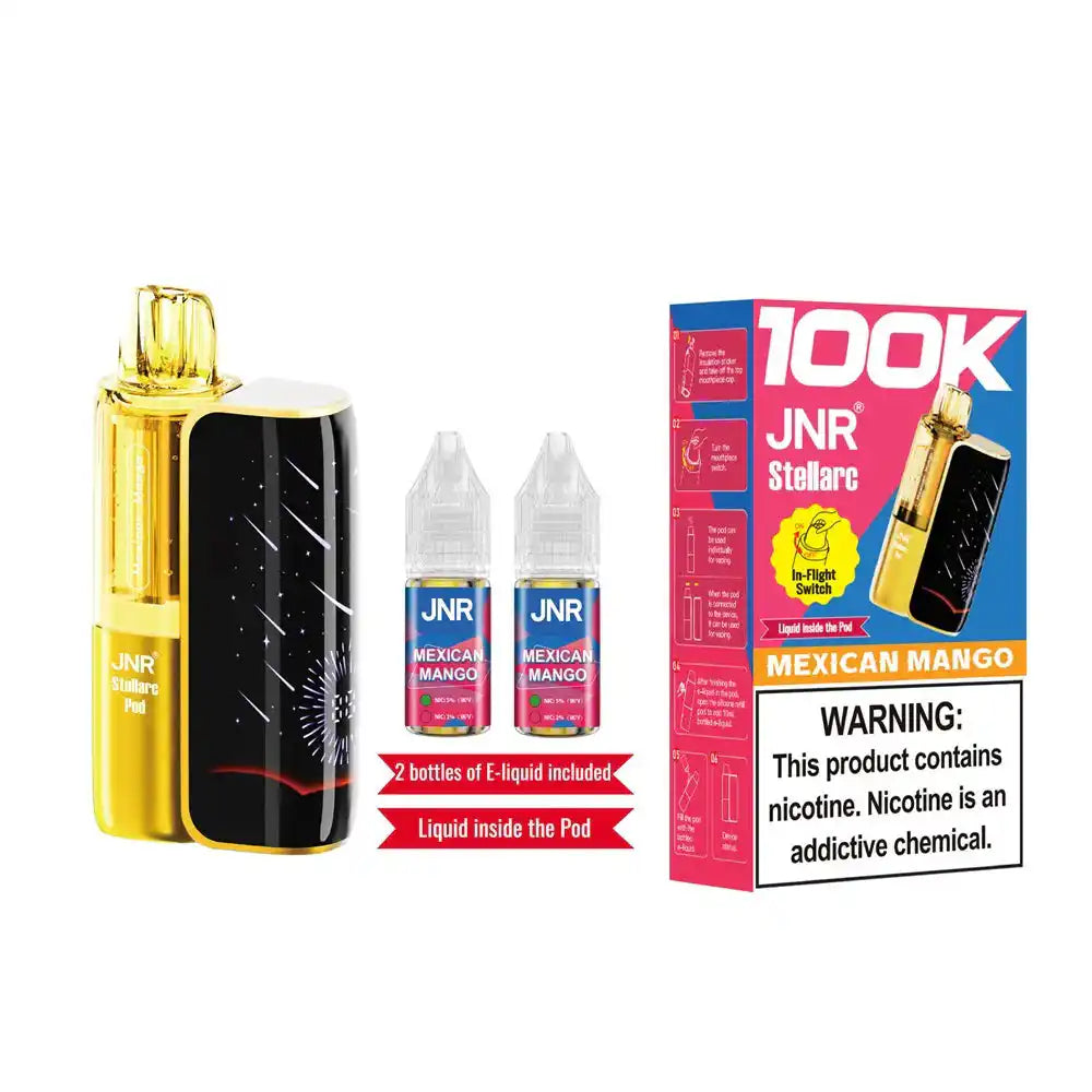 Mexican Mango JNR Stellarc 100K disposable vape kit, no ice, up to 100,000 puffs, 5% (50mg) salt nicotine