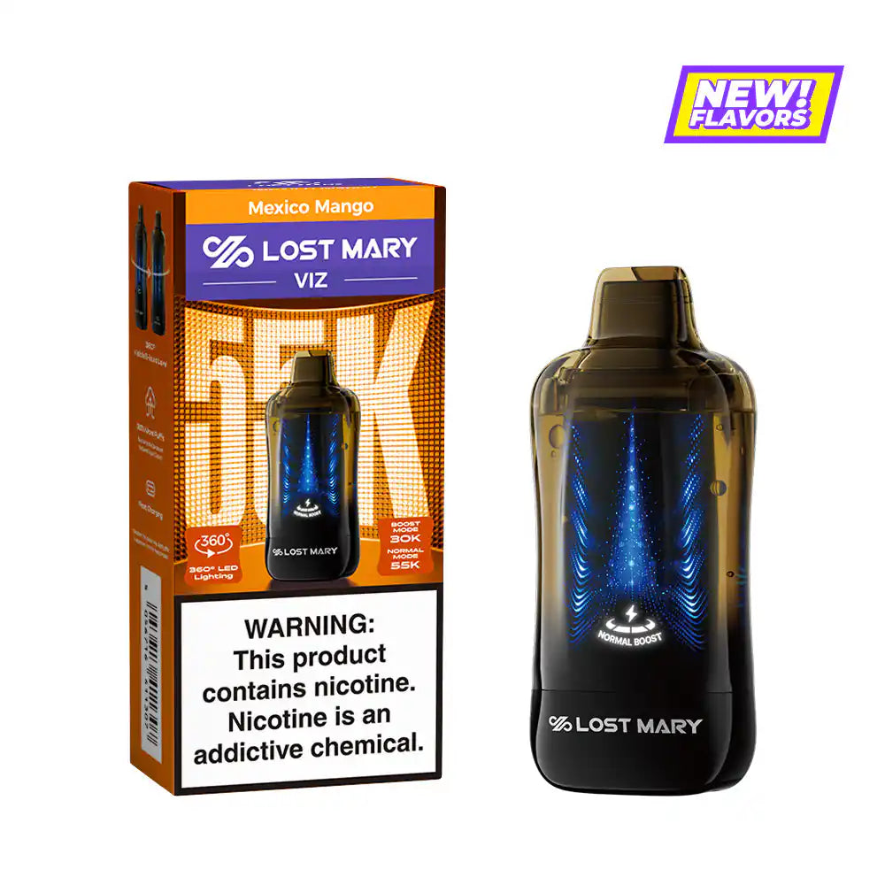Mexico Mango Lost Mary VIZ 55K disposable vape, pure ripe mango, 55,000 puffs