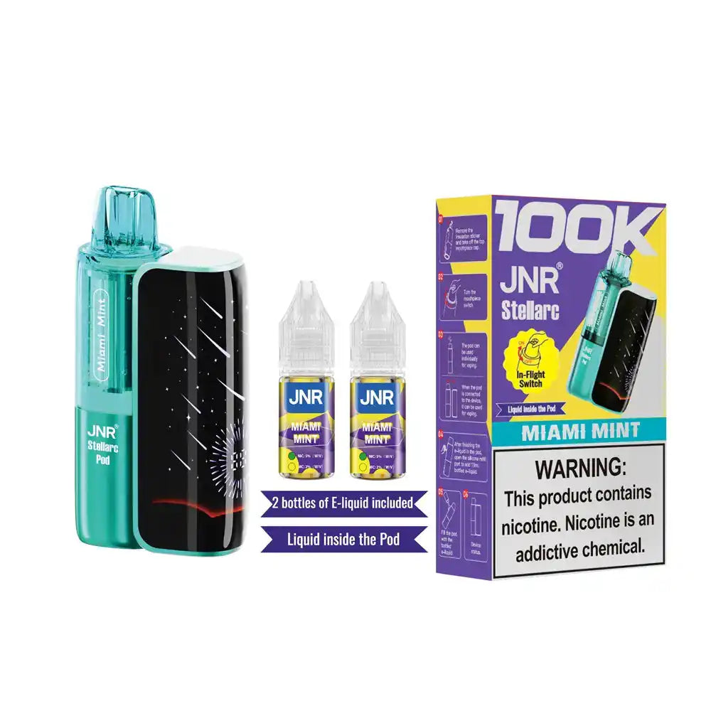 Miami Mint JNR Stellarc 100K disposable vape kit, menthol, iced, up to 100,000 puffs, 5% (50mg) salt nicotine
