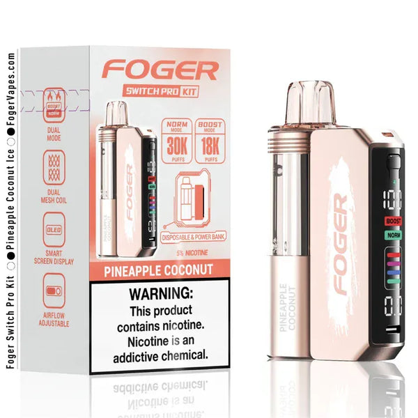 elf bar vape uk Pineapple Coconut – Foger Switch Pro 30K Disposable Kit $19.99