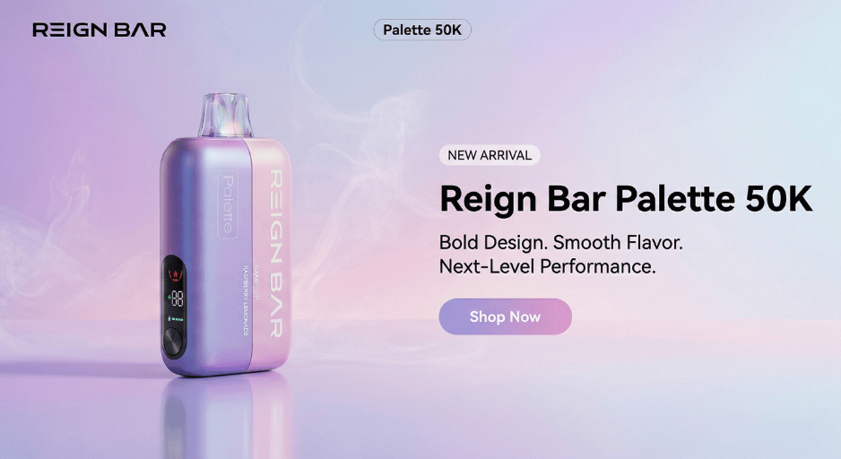 Shop REIGN BAR Palette 50K Disposable Vape at JellyPuffs – World's first flavor-switchable snap-together disposable, 50,000 puffs, 10 flavors, ships fast from Texas
