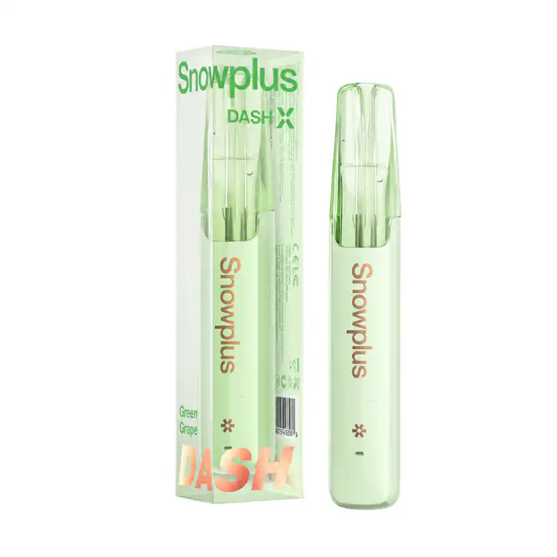 Green Grape Snowplus DASH X 4000 disposable vape — 4,000 puffs, 7.5mL, 3% nicotine, ceramic atomizer — at JellyPuffs.com