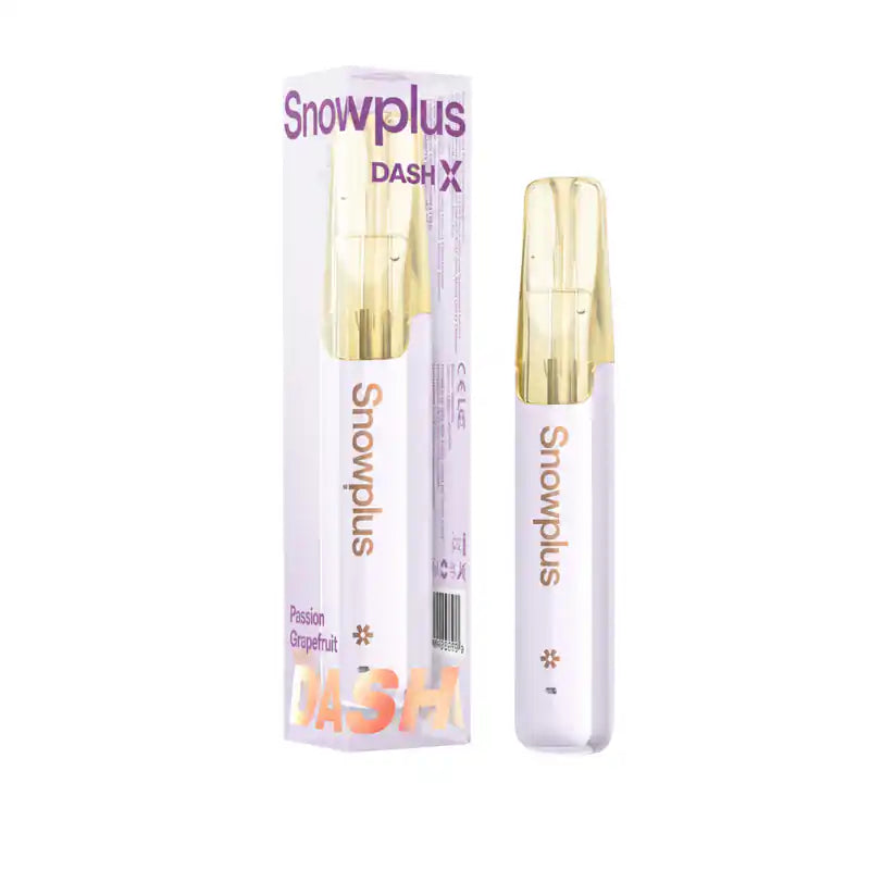 Passion Grapefruit Snowplus DASH X 4000 disposable vape — 4,000 puffs, 7.5mL, 3% nicotine, ceramic atomizer — at JellyPuffs.com