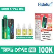 Sour Apple Ice Hide Fun Triple Dose 100K Kit disposable vape, iced, 100,000 puffs, 5% nicotine