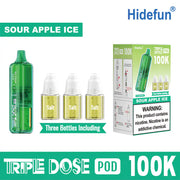 Sour Apple Ice Hide Fun Triple Dose 100K replacement pod, iced, 100,000 puffs, 5% nicotine