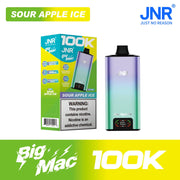 Sour Apple Ice JNR Big Mac 100K disposable vape, iced, 100,000 puffs, 5% nicotine