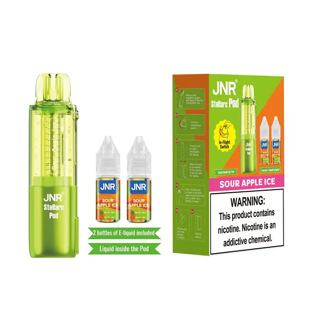 Sour Apple Ice JNR Stellarc 100K refill pods, iced, up to 100,000 puffs, 5% (50mg) salt nicotine